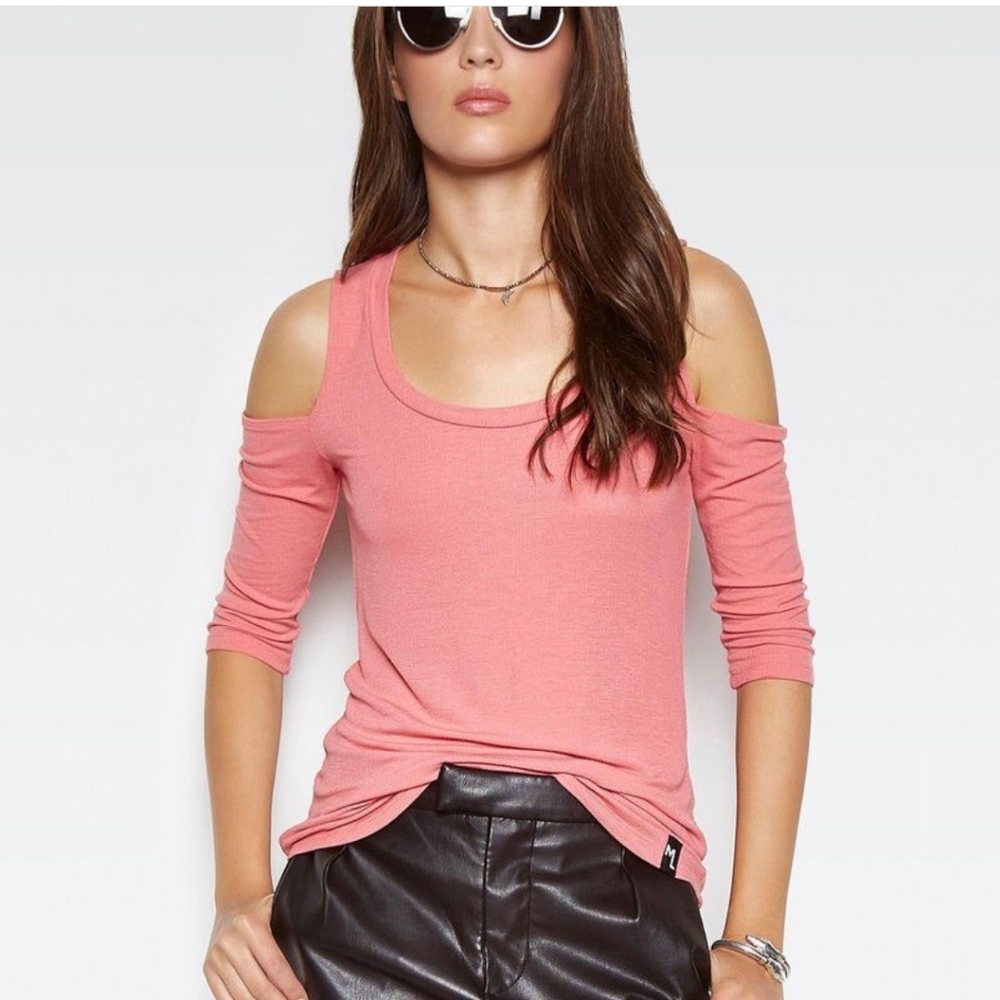 Michael Lauren Ribbed Off the Shoulder fitted top